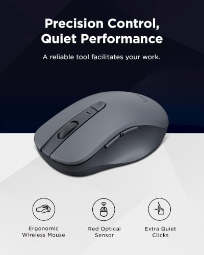 Lenovo WL310 Bluetooth Silent Mouse, Ergonomic, Adjustable DPI, Silent Clicks, Bluetooth 5.0, Portable for Windows, Mac, and Chromebook, Grey - image 2