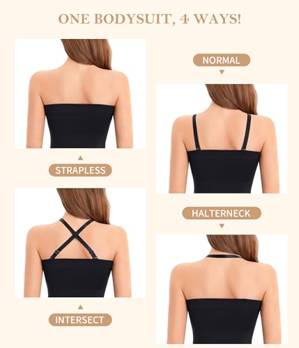 Irisnaya Strapless Shapewear Bodysuit for Women - Thong Bodysuit Tummy Control Tube Top Body Suits with Removable Strap4