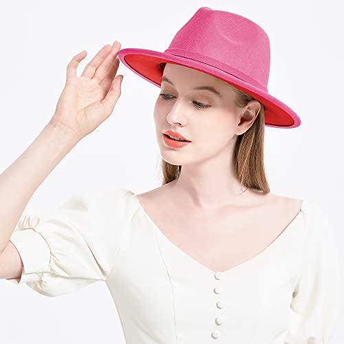 Image of KUJUHA Women Men Wide Brim Fedora Hat