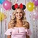 XINGKANG Black Mouse Ears Headband, Red Bow & Gold Accessories, Soft Velvet, Classic Headwear Gifts, Women Fashion Costume Party; MQ-H