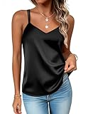 Zeagoo Silk Satin Camisole Tops Womens V Neck Sleeveless Summer 2025 Basic Casual Blouses Business Going Out Shirt