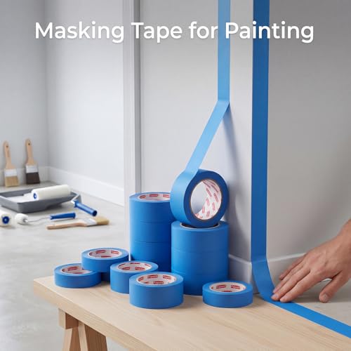Image of 30 Rolls Blue Painters Tape 2 Inch Wide Bulk Masking Tape for Wall Painting