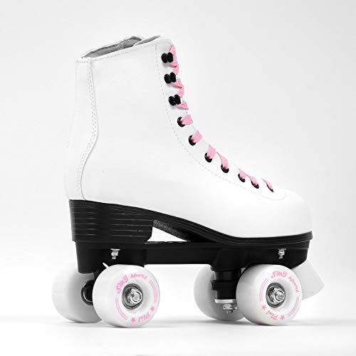 Patins à roulettes Classiques rétro ABEC7 pour Femme - Couleur Blanc et Rose - Taille 35, 36, 37, 38, 39, 40, 41