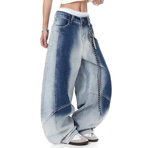Barrel Jeans Men Vintage Washed Baggy Jeans Men Y2K Tie Dye Oversize Parachute Wide Leg Barrel Denim Pants Hip Pop2