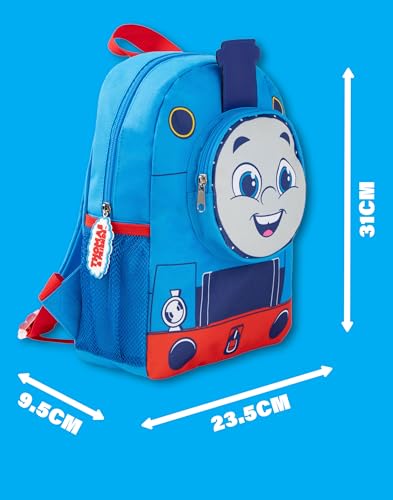 THOMAS & FRIENDS Boys Backpack | Blue & Red Backpack with Adjustable Straps | 3D Train Practical Luggage Sports Pre School Bag3