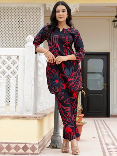 Image of feranoid Elegant V-Neck 3 /4 Sleeve Kurta & Pant Co-ord Set (S-XXL)
