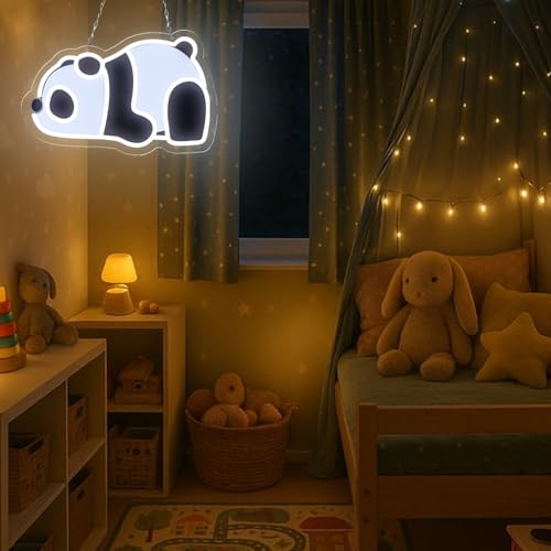 Image of Panda LED Neon Sign, USB Powered Acrylic Decorative Light, Cute Animal Night Light for Bedroom, Nursery, Kids Room, Home Decor and Gift Idea 15.75x10.2 IN-USB Powered-Acrylic