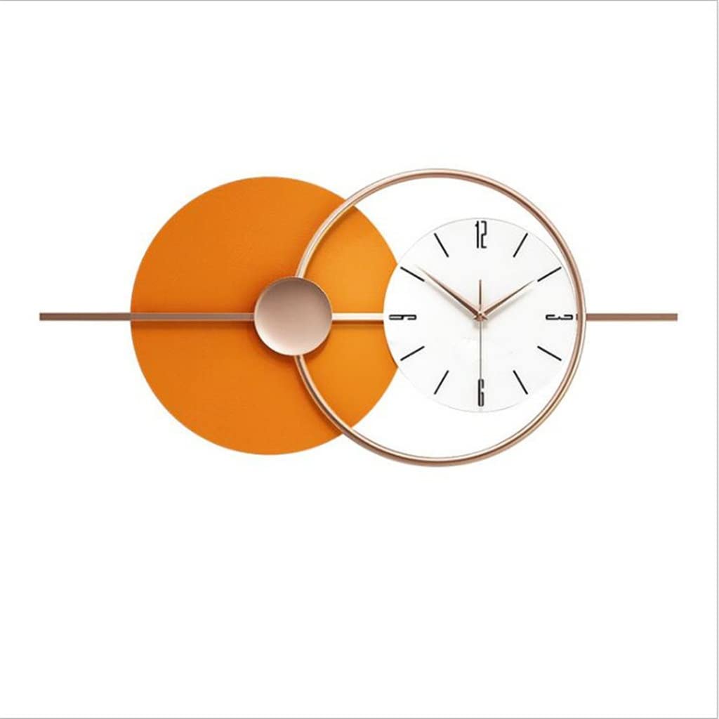 GPPZM LargeLight Metal Wall Clock Living Room Decoration Clock Modern Minimalist Fashion wall watch (Color : Orange, Size : 80cm*35cm)