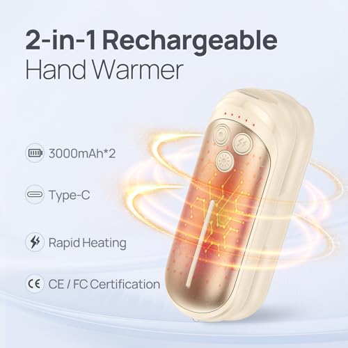 Image of Rechargeable Hand Warmers 2 Pack, Rapid Heating Within 3 Seconds