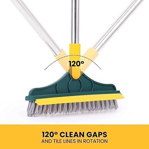 Swarahandier Toilet Cleaning Brush with Wiper Tiles Cleaning Bathroom Brush Floor Scrub Brush with Long Handle 120° Rotate 2 IN1 Home Kitchen Bathroom Toilet Cleaning Brush Pack-1 1