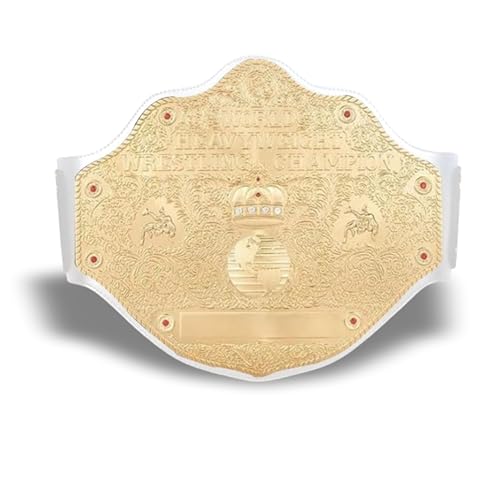 Championship Title Belt Replica World Heavyweight Wrestling Belt Adult Size for Men Women (Big Gold (White Straps) Adult)