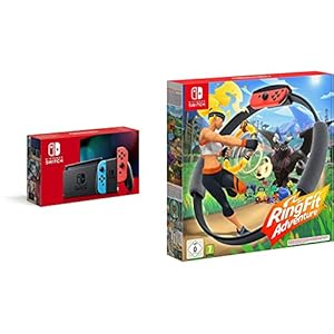 Nintendo Switch Konsole – Neon-Rot/Neon-Blau + Ring Fit Adventure – [Nintendo Switch]