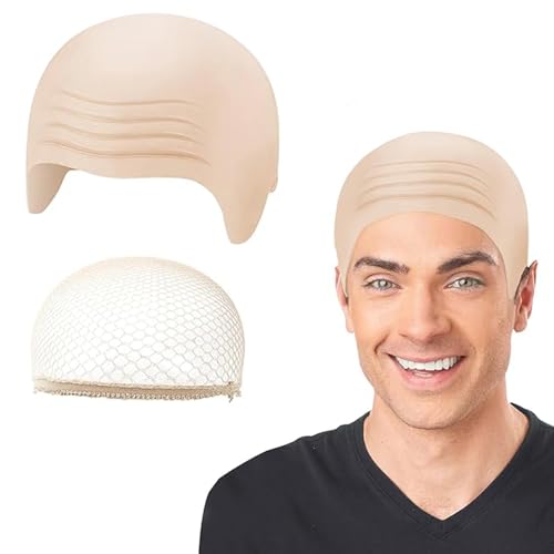 EXQUIMA Latex Bald Cap for Adults, Bald Cap Fancy Dress, Balds Caps Latex, Halloween Cosplay Hat Costume Accessory for Kids Adults Brown, for Stage Plays, Movies, Club Activities Halloween Party