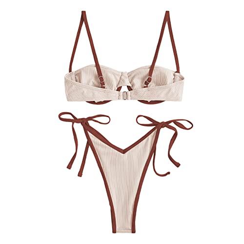 ZAFUL Women's Underwire Bikini Floral High Cut Bikini Set V-Wired Two Piece Swimsuit Bathing Suit2