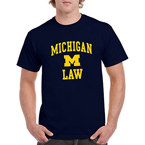 UM-738-Michigan-Wolverines-Arch-Logo-Law-T-Shirt-X-Large-Navy