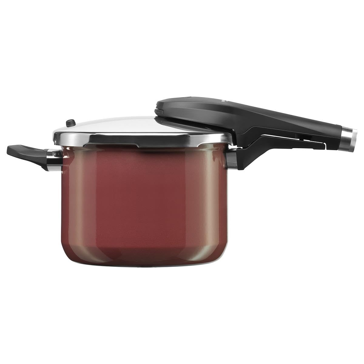 WMF Perfect Premium Fusiontec Schnellkochtopf Induktion, Dampfkochtopf 6,5l, High-Tech Keramik, 2 Kochstufen, All-In-One-Drehknopf, dunkelrot