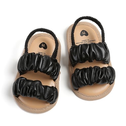 Image of GDSDYM Infant Baby Girls Summer Sandals with Flower Bowknot Soft Sole Wedding Dress Flats Newborn First Walkers Crib Dress Shoes