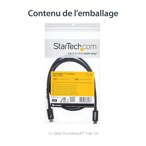 StarTech.com Câble Thunderbolt 3 20 Gb/ USB C de 1 Compatible Thunderbolt USB et DisplayPort / Mâle Mâle 1 20 Gbit/ T - vue 7