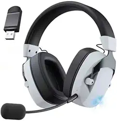 Headset Gamer, Fone Gamer BL100PRO, Fone de Ouvido Sem Fio Para Jogos, Conexão Sem Fio 2.4G, Bluetooth e Com Fio, Microfone Destacável, Design Leve e Confortável (BRANCO)