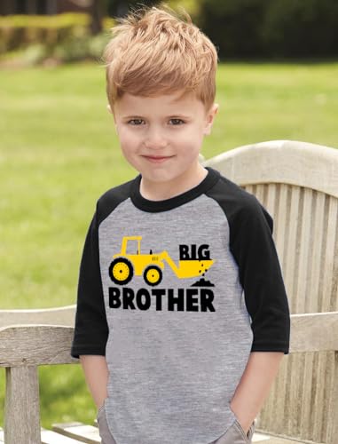 Tstars Tractor Construction Big Brother Shirt Sibling Boys Toddler Kids 3/4 Sleeve Baseball Jersey T-Shirt3