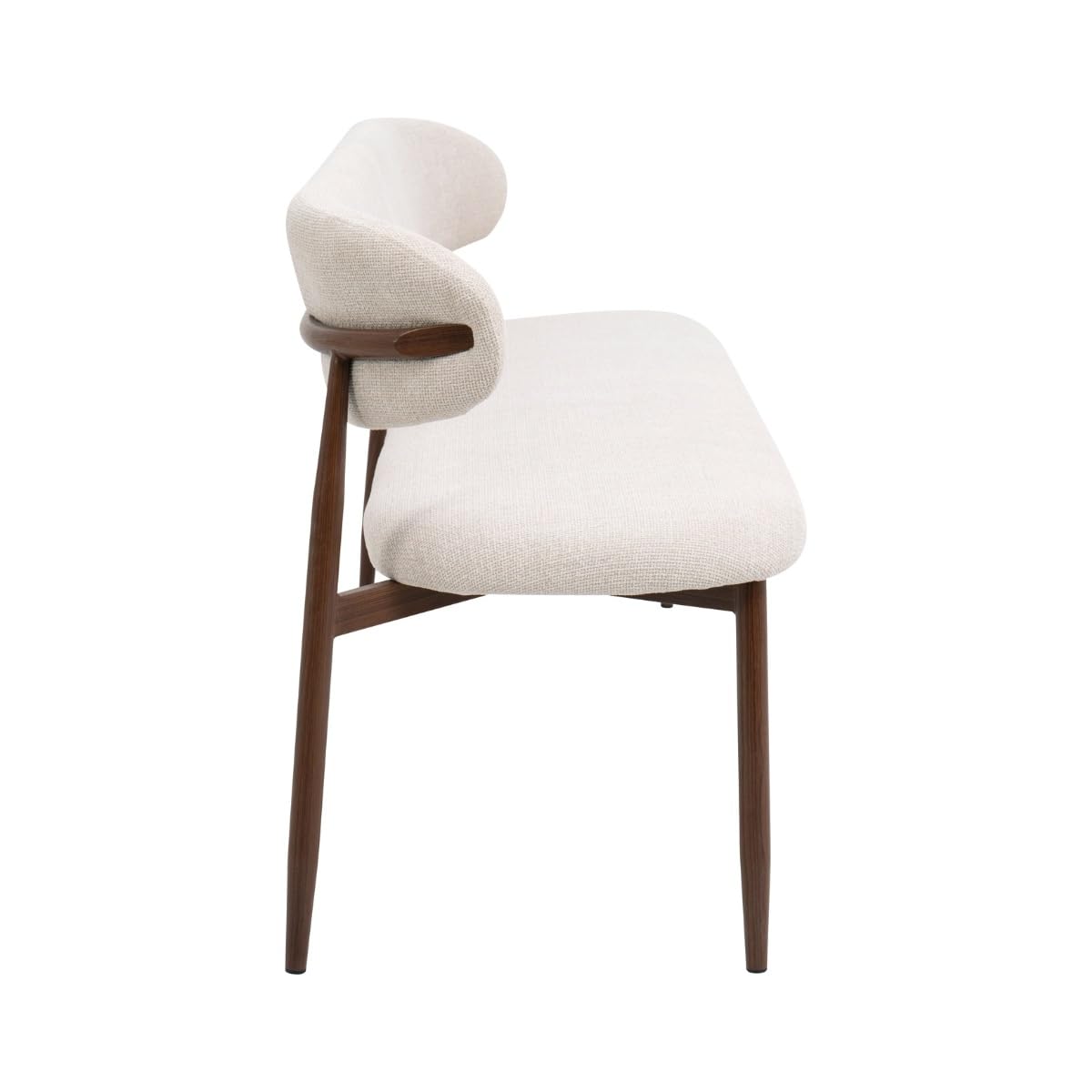 Giga Meubel Esszimmerbank Alexia 160 cm | Beige/Walnuss Design | Bequeme Stoffbank mit Rückenlehne & Metallgestell | Mid Century Bank für Esszimmer & Küche | 300 kg Tragkraft