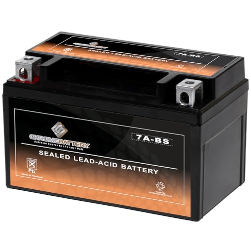 Image of CB CHROMEBATTERY YTX7A-BS 12V 90 CCA Sealed AGM - Maintenance-Free Starter Battery for ATV, Dirt Bike, Scooter & Moped - T3 Nut & Bolt Terminal - Fits Honda Recon 250, Yamaha TTR125, GY6 50-125 cc