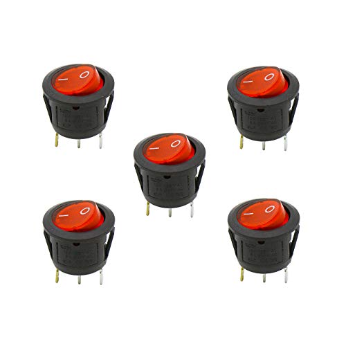 Image of Electronic Spices 3PIN Rocker Switch Round Switch 10A 125V AC with LED Light PACK OF 5