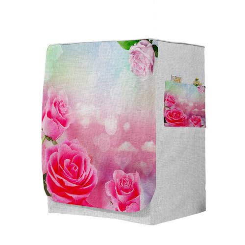 Odot Copri Lavatrice Esterni, Coprilavatrice da Esterno Antipolvere Anti Sunlight, Copertura per Lavatrice e Asciugatrice con Aperture Frontali (L-capacità 10,5~12 kg,Rosa Rosa)