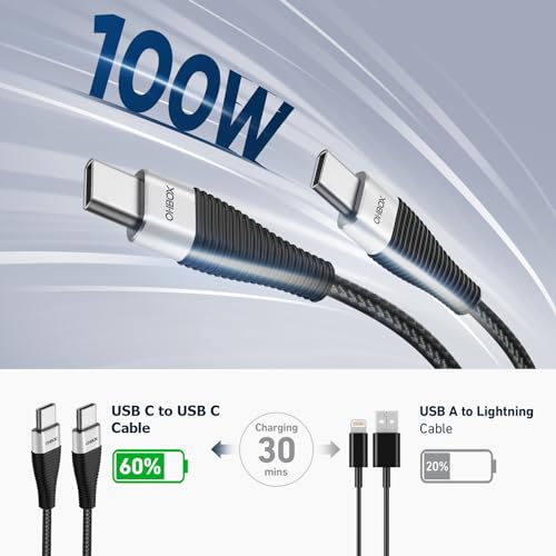 Image of Long USB C to USB C Cable 10FT 2Pack, USB C Charger Cable 100W Fast Charging Cord Braided, Type C Cable for iPhone 17 16 15 /15Plus /15Pro /Max, MacBook Pro /Air, iPad Pro /Air /Mini,Samsung,Pixel,Laptop
