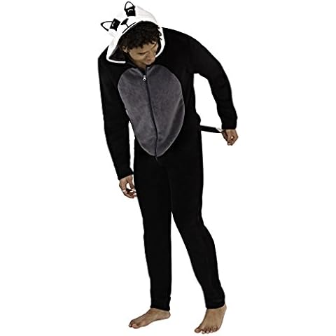 Fashion by Purdashian Mens Snug Onesie Adult All in One Fleece Zip Jumpsuit Pyjamas Loungewear Nightwear ( Small Badger ) Cover