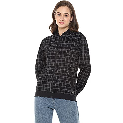 Image of PINACOLADA Mandarin Collar Black:Grey Checks Stylish Casual Jacket