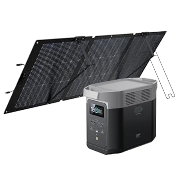 EF ECOFLOW Gerador Solar DELTA 2 com Painel Solar Bifacial 160 W, Bateria LFP 1024 Wh, Carregamento Rápido, Estação de Energia Portátil para Energia de Reserva em Casa, Camping e RVs