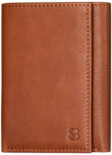 Image of SERMAN BRANDS Trifold Wallet for Men - RFID Blocking Full Grain Leather, 11 Card Slots & ID Window, Slim Everyday Carry, Durable Stitching, Gift for Him