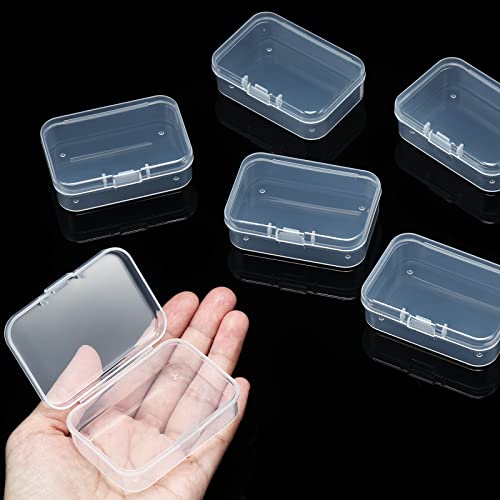 Image of SATINIOR 24 Packs Small Clear Plastic Beads Storage Containers Box with Hinged Lid for Storage of Small Items, Crafts, Jewelry, Hardware(2.5 x 1.7 x 0.8 Inches)