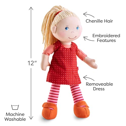 Muñeca suave Annelie de 12 pulgadas con vestido rojo miniatura 3
