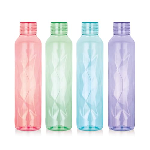 Image of ATTRO Elite 1000ml Plastic Water Bottle BPA Free Leakproof Fridge Safe for Daily Hydration Set of 4 Assorted