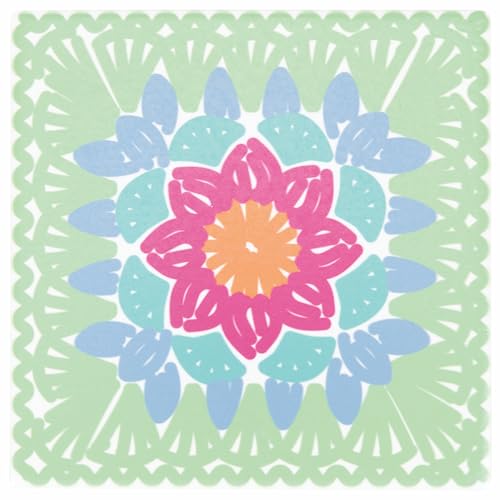 Villa d’Este Home Tivoli Set mit 6 dekorativen Keramikfliesen, Korkboden, 11 x 11 cm, Häkelmuster