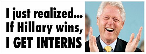 Anti Hillary Clinton Political Bumper Sticker/ Bill Gets Interns