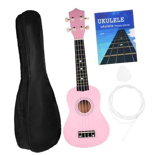 MINAOLULUS Ukulele Soprano de Color Rosa con Funda Libro de Instrucciones Inglés Cuerda de Repuesto y...