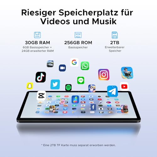 Doogee Tab G6 Tablet 256GB, 11 Zoll, Android 15, 30GB RAM