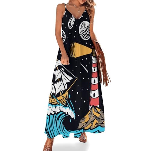 Robe maxi pour voyages et plage avec coupe fluide sans manches speciale ete
