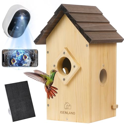 Smart Bird House with AI Identify Camera, 1080P Birdhouse for Outside with Night Vision, Birdhouse with Camera APP Control, Solar Powered Bird House, 2.4G WiFi App to Observe Bird Activities
