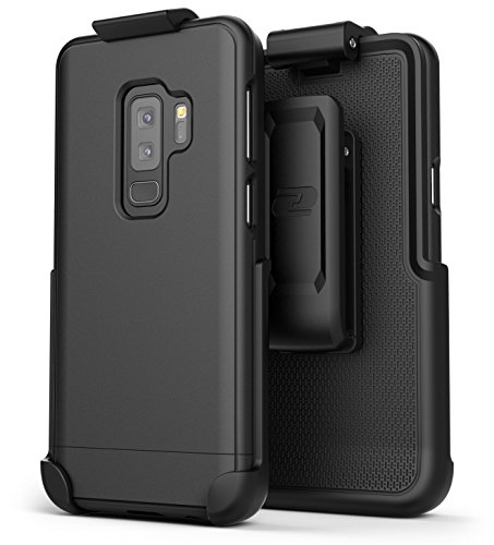Belt Case for Galaxy S9 Plus, Ultra Slim Protective Hard Cover with Holster Clip for Samsung (Slimshield Series) Smooth Black (S9+)