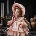 Cloveray 16-Inch BJD Vinyl Bisque Doll, Scale Poseable Vintage Court Doll with Victorian Dress, Collectible Doll with Gift Box for Display, Decoration, Birthday Gift Name Porcelosia (Pink)