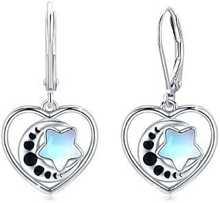 Turquoise/Moonstone Earrings ,Celtic Trinity Earrings for Women,925 Sterling Silver Leverback Drop Earrings Teardrop Dangle Earrings Turquoise jewellery for Girls Kids