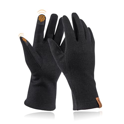 Image of ACUSHLA 100% Merino Wool Glove Liner Touchscreen Winter Light Ski Men Women