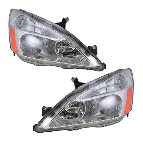Image of TRQ 2 Piece Headlight Assembly Set Driver & Passenger Side Compatible with Honda Accord 2003-2007 HO2502120 HO2503120 33101SDAA01 33151SDAA01