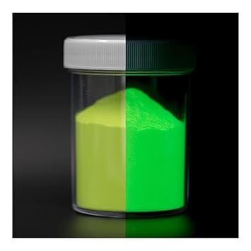 Americos Glow In The Dark Pigment Luminous Powder | Safe Non-Toxic, For Slime Nails, EDM Music Festivals, Resin, Concerts, Mix With Paint ( Yellow Green) (100GM)