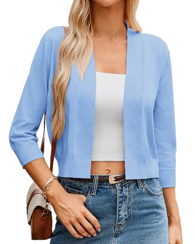 Image of GRACE KARIN Women Cardigan Sweaters Lightweight Knit Cropped Cardigans Trendy 3 /4 Sleeve Shrug Bolero S-3XL
