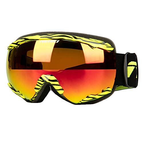 NENKI Masque de Ski NK-1006 & NK-1007 Protection UV Antibuée Ski Homme Femme Snow Masque de Snowboard(Jaune Noir)